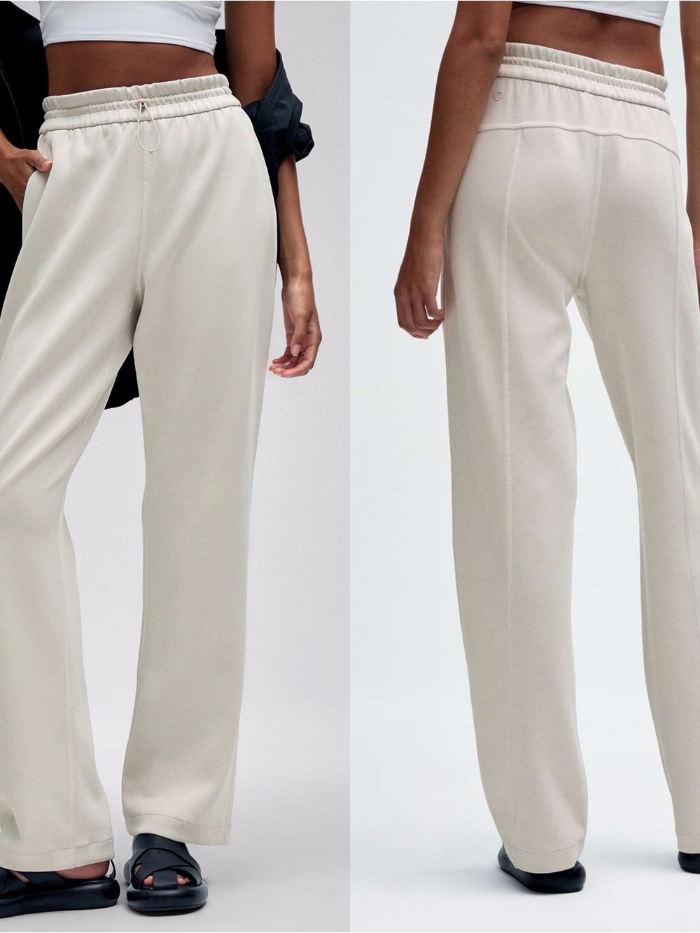 Lululemon Softstreme High Rise Pant Size10 Bone Cream Wide Leg Lounge Athleisure